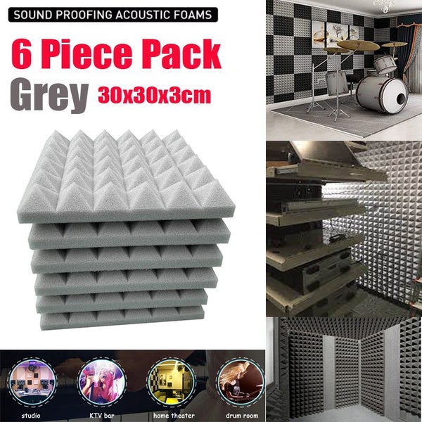 6pcs Grey Acoustic Soundproofing Foam Studio Sound Absorption Panels 2012617 Carousel 1
