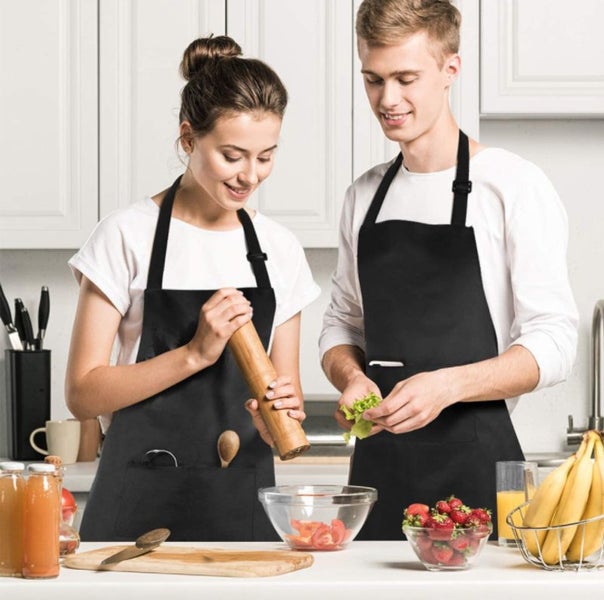Bib Apron Waterdrop Resistant 2 Pockets Cooking Kitchen Aprons I0887BK0 Carousel 1
