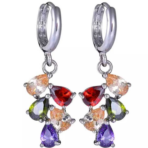 Silver Earrings Teardrop CZ Diamonds "Harriet" (Coloured) Carousel 1