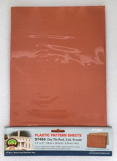 JTT Scenery 97464 Clay Roof Tiles - Styrene Pattern Sheets (2pk) Carousel 1
