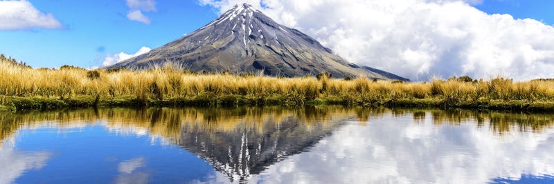 Rokit Wall Art. Mt Taranaki with Lake Reflections Large Canvas Print Carousel 2