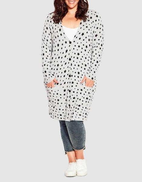 AVENUE Star Print Cardigan ~ Size 22-24 Carousel 1