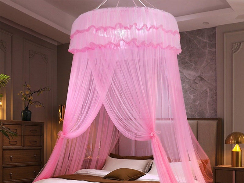1Pc Pink Bed Canopy Dome Mosquito Net Hanging Bed Curtain Universal Size Carousel 1