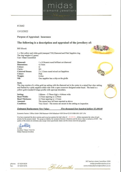 Pink Sapphire (0.44 carat) and Diamonds Ring - Yellow Gold Carousel 4