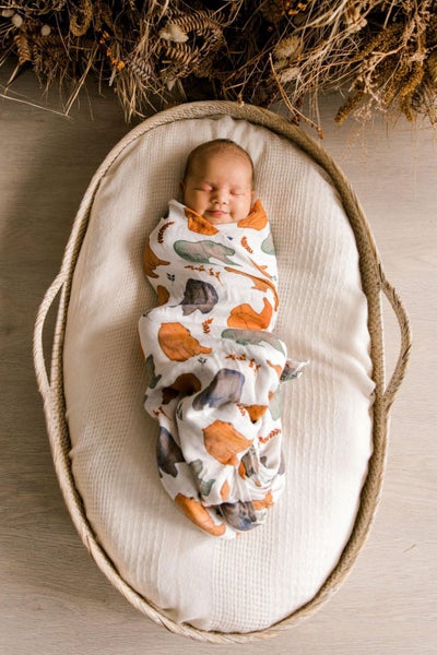Muslin Swaddle Baby Wrap - Bear print - Baby Newborn Gift Carousel 2