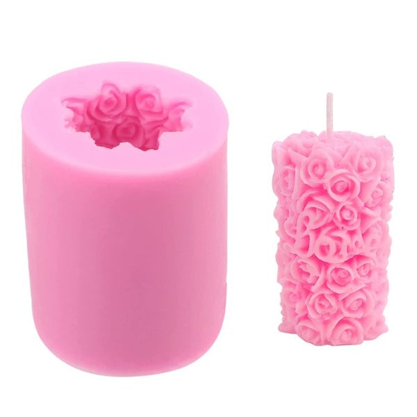 Silicone Molds 3D Rose Flower Cylinder Candle Moulds I1495PK0 Carousel 1