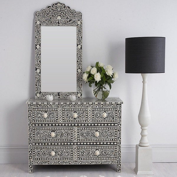 Bone Inlay Chest with 7 Drawers in Black Carousel 2