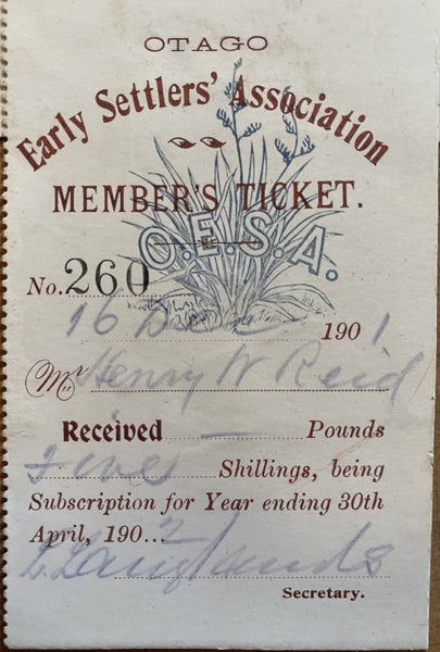 ANTIQUE TICKET: Otago Early Settlers Association 1901 (121yo) Carousel 1