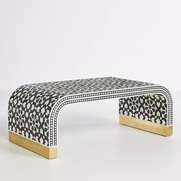 Arabesque Bone Inlay Waterfall Coffee Table in Black Carousel 1