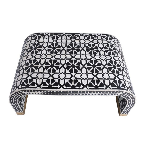 Arabesque Bone Inlay Waterfall Coffee Table in Black Carousel 13