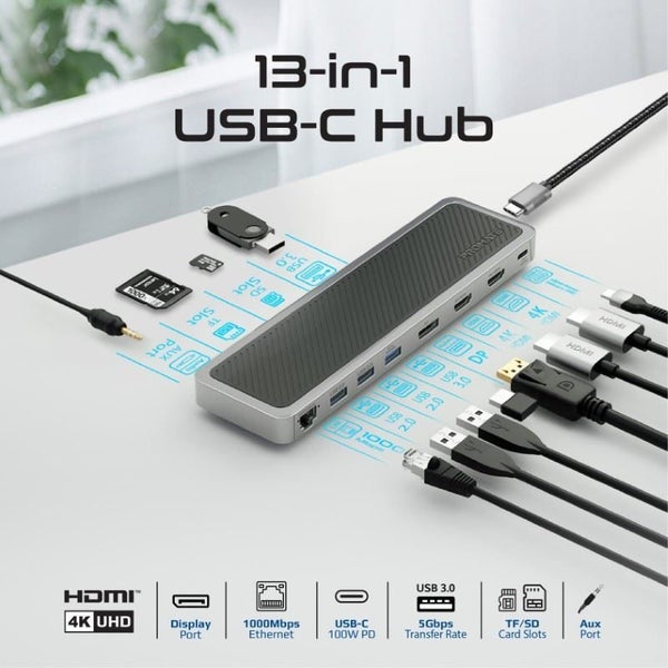 PROMATE 12-in-1 Multi-Port Hub. Includes 4x USB-A & 1x USB-C PD Port, 2x HDMI Po Carousel 2