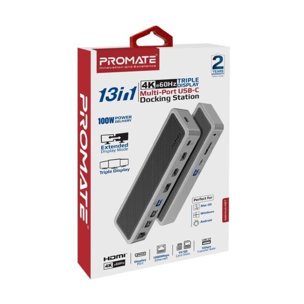 PROMATE 12-in-1 Multi-Port Hub. Includes 4x USB-A & 1x USB-C PD Port, 2x HDMI Po Carousel 7
