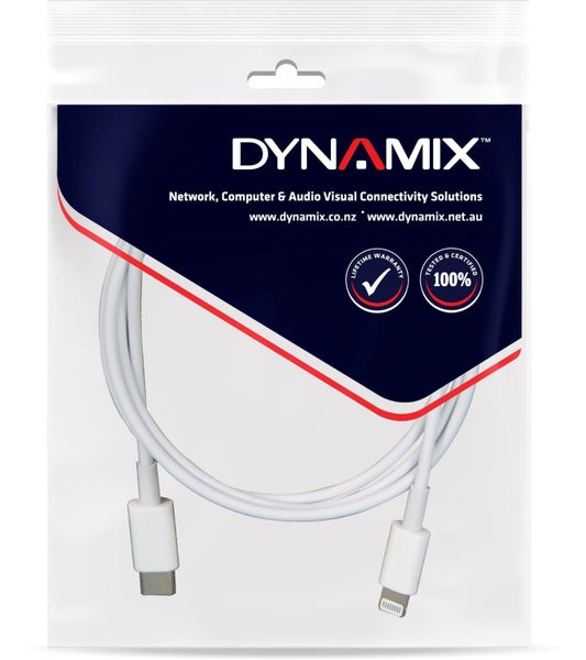 DYNAMIX 2m USB-C to Lightning Charge & Sync Cable. For Apple iPhone, iPad, iPad Carousel 2