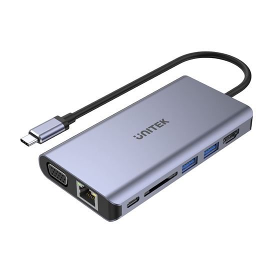 UNITEK 8-in-1 Multi-Port Hub with USB-C Connector. Supports PD100W & Includes 2x Carousel 1