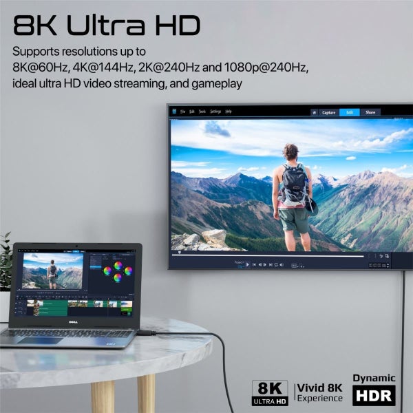 PROMATE 2m 1.4 DisplayPort Cable. Supports HD up to 8K@60Hz. Supports 32.4Gbps D Carousel 2