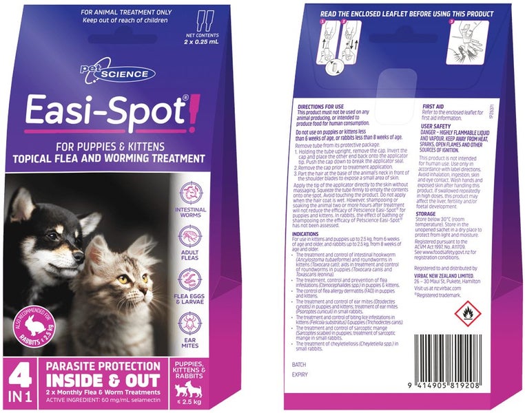 FLEA TREATMENT PETSCIENCE EASI-SPOT KITTEN & PUPS Carousel 1