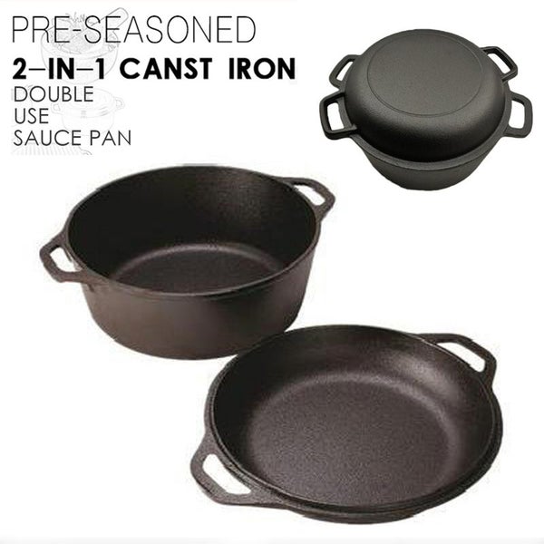 2 in 1 Cast Iron Dutch Oven Sauce Pan Skillet Set 2028807 Carousel 1