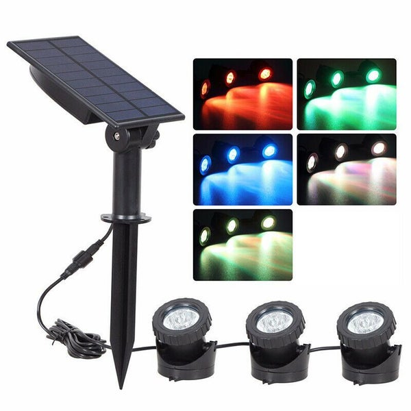 Garden Solar Light Outdoor RGB LED Spotlight Lights 3 Lamp Heads 2004051 Carousel 1