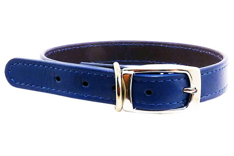 Dog Collar - Leather - 12mm x 35cm - Blue Carousel 1