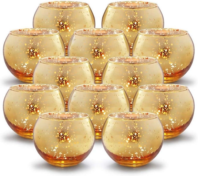 Set of 12 Votive Candle Holders Glass Tealight Holder Carousel 1