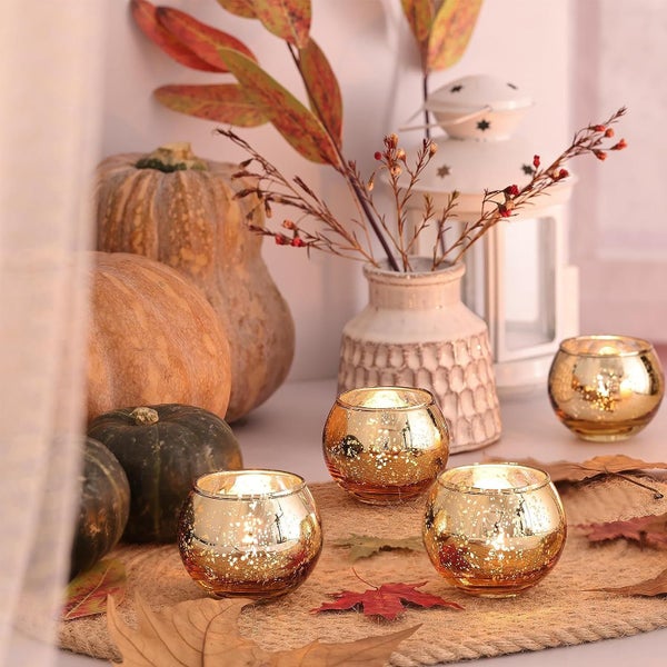 Set of 12 Votive Candle Holders Glass Tealight Holder Carousel 8