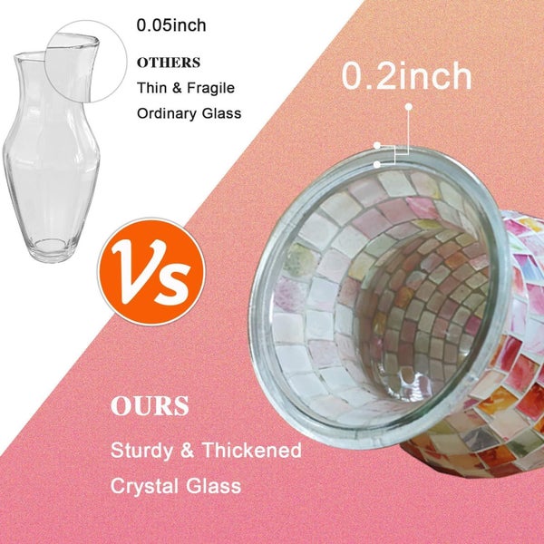 Mosaic Glass Flower Vase for Home Decor Handmade Table Plants Vase63617617270275112
