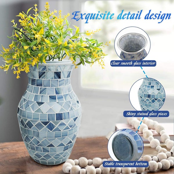 Mosaic Glass Flower Vase for Home Decor Handmade Table Plants Vase62938590070787113