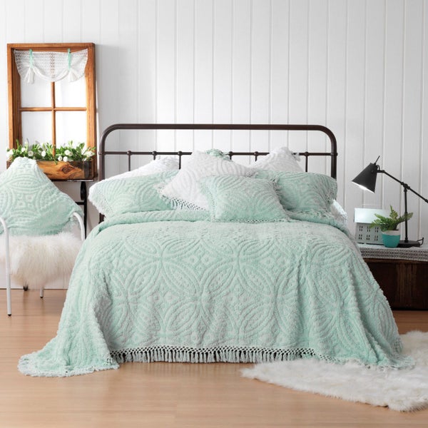 Bianca Kalia Soft Cotton Chenille European Pillowcase Soft Blue Carousel 1
