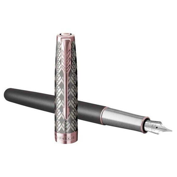 Parker Sonnet Fountain Pen Medium Grey Lacquer w / Rose Gold Carousel 2