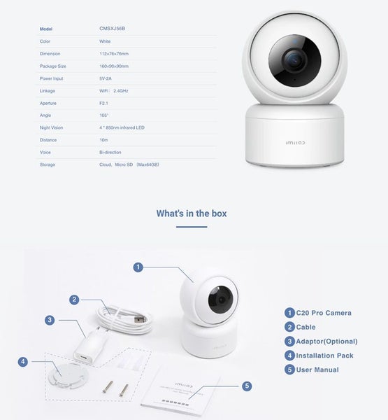 Xiaomi Imilab C20 Pro Security Camera 2KHD 360° Sensor, Voice Call + SD Card Carousel 5