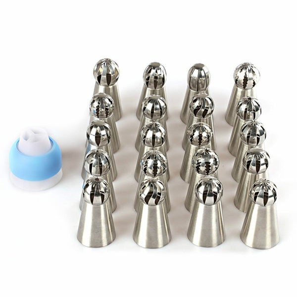21PCS Spherical Ball Cream Nozzle Pastry Stainless Steel Icing Piping Tips Set Carousel 6