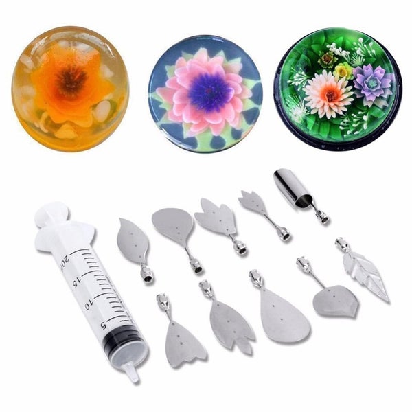 10pcs/set 3D Jelly Flower Art Tools Jelly Cake Gelatin Pudding Nozzle Set Carousel 6