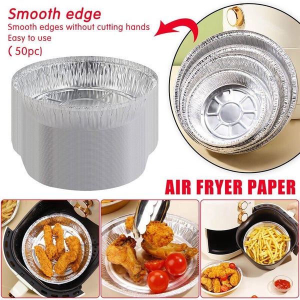 Air Fryer Pan Liner BBQ Grill Aluminium Foil Trays 50pcs 7 inch 2038502 Carousel 1