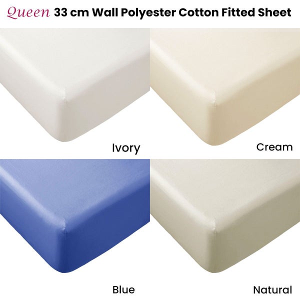 Essentially Home Living Polyester Cotton Fitted Sheet 33cm Wall Queen Carousel 2