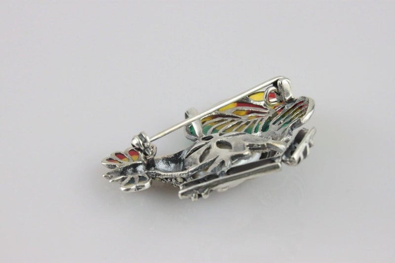 925 Silver Ruby Marcasite Pearl Enamel Hen Pendant/Brooch Carousel 4