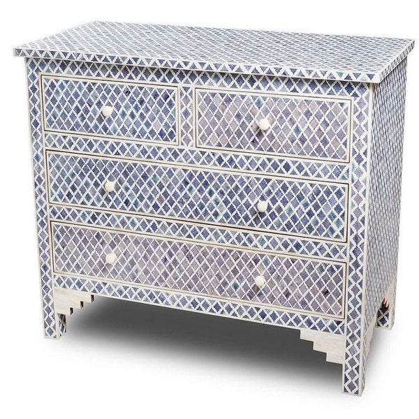 Bone Inlay Marrakech 4 Drawer Chest in Denim Blue Carousel 1