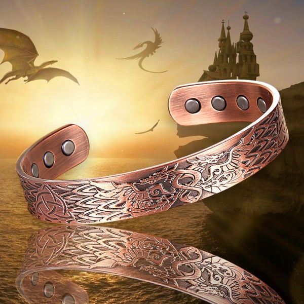 Copper band 100% solid Copper bracelet 8 Magnets celtic dragon Carousel 1