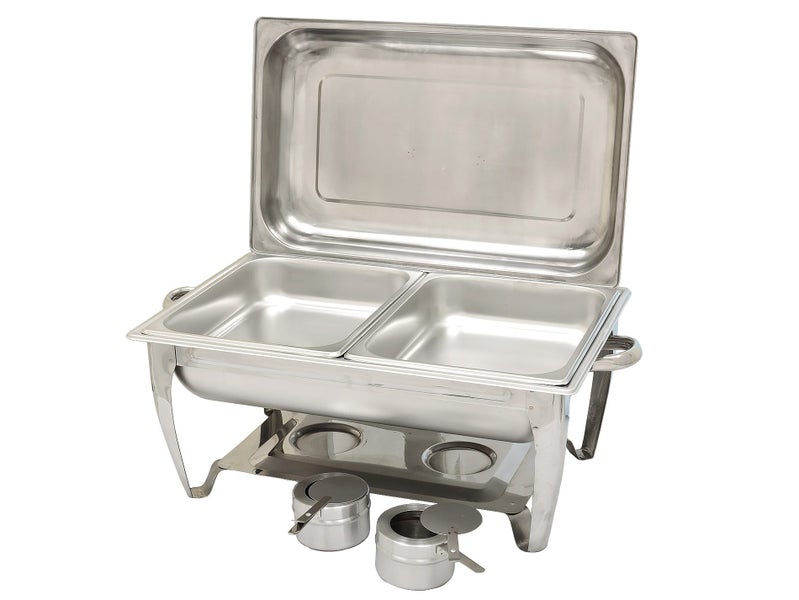 Chafing Dish Warmer Bain Marie + 2x GN1/2 Ceramic & SS Pans Chafer Set Carousel 2