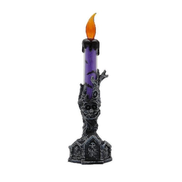 Halloween Decorative Flickering Candles Purple Led Candle Light For Home Party B Carousel 1