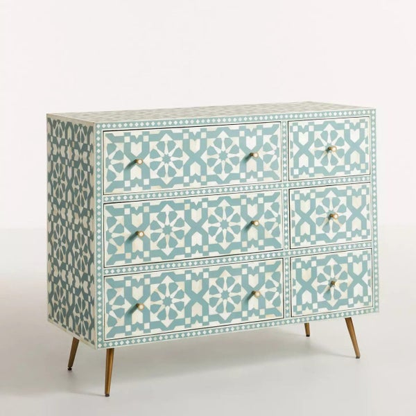 Marrakech Bone Inlay 6 Drawer Chest Carousel 2