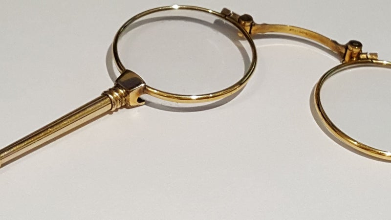 Superb Antique Victorian 1-20 14K Gold Lorgnette Folding Glasses Carousel 11