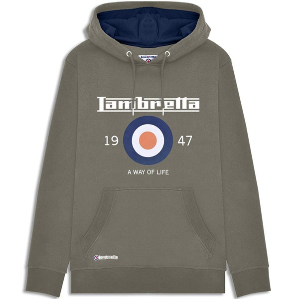 Lambretta Mens Target Pullover Hooded Sweatshirt Hoodie - Khaki - 4XL Carousel 1