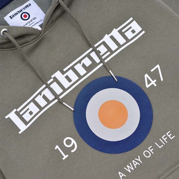 Lambretta Mens Target Pullover Hooded Sweatshirt Hoodie - Khaki - 4XL Carousel 2