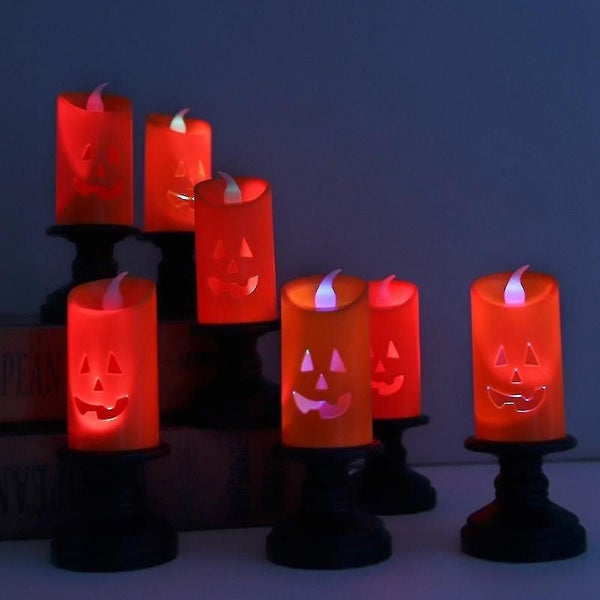 Halloween Led Lights Horror Skull Ghost Holding Candle Lamp Happy Carousel 1