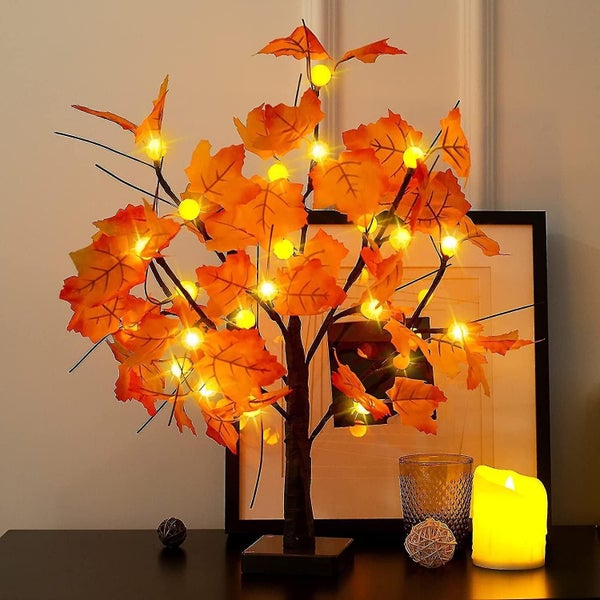 24 Led Artificial Maple Tree With Autumn Lights Halloween Thanksgiving Tabletop Carousel 2