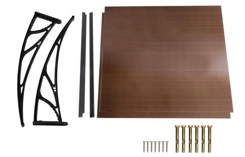 Door Canopy W100xD100cm DIY Window Door Awning Sun Shade with Tinted Roof Panel Carousel 5