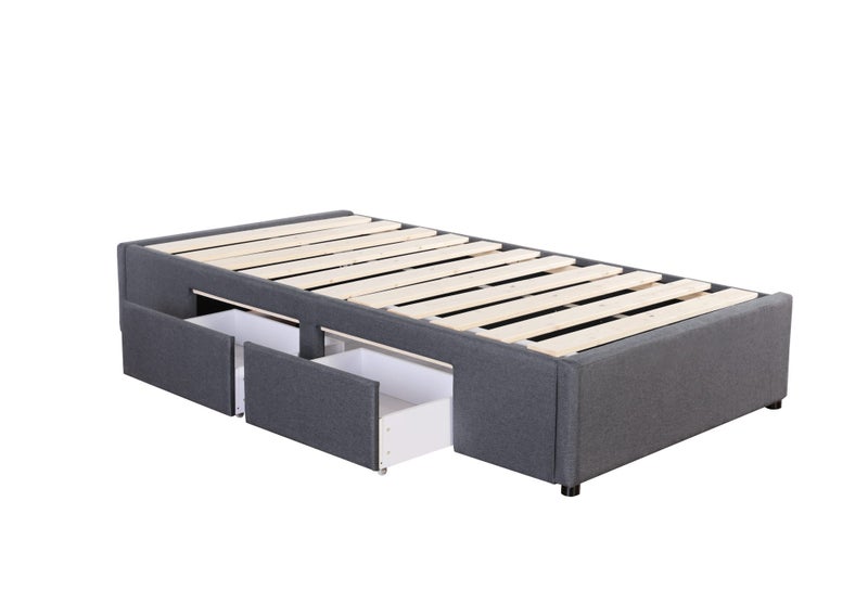 Bed Bases with 2 Drawers - King Single - Charcoal Carousel 1