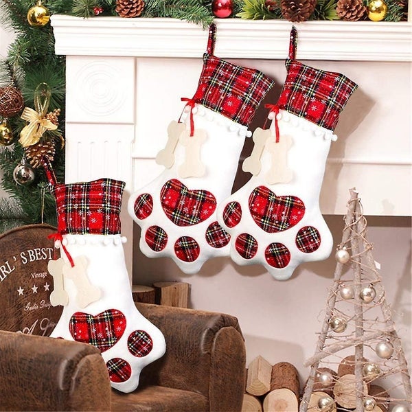 Pet Dog Christmas Stocking Hanging Christmas Stocking With Large Paw For Christm Carousel 1