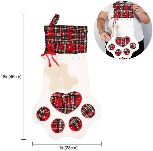 Pet Dog Christmas Stocking Hanging Christmas Stocking With Large Paw For Christm Carousel 2