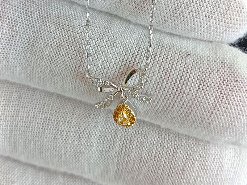 (Certified Authentic Yellow Diamond) 18K White Gold Pendant Necklace Carousel 2